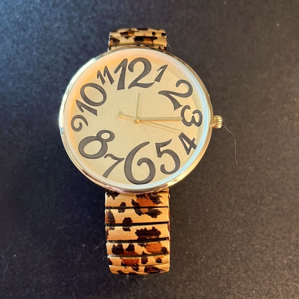 NWOT Glam & Glow Ladies large face watch w/ stretch band